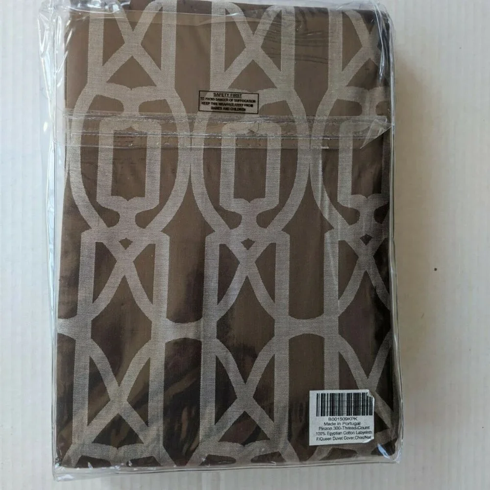 Pinzon 300 Thread Count 100% Cotton Labyrinth 3Pcs Duvet Full/Quinn 2 Shams NEW